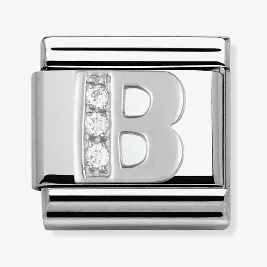 Composable Classic LETTER B stainless steel, Cubic zirconia and 925 silver