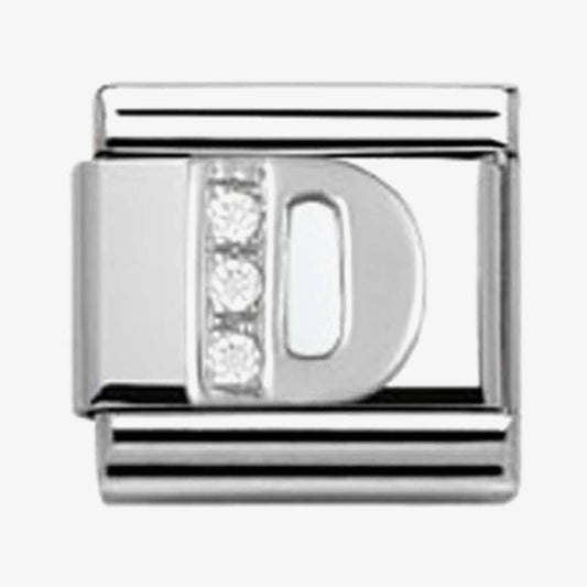 Composable Classic LETTER D stainless steel, Cubic zirconia and 925 silver