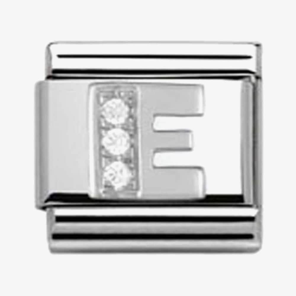 Composable Classic LETTER E stainless steel, Cubic zirconia and 925 silver