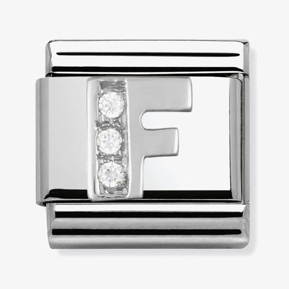 Composable Classic LETTER F stainless steel, Cubic zirconia and 925 silver