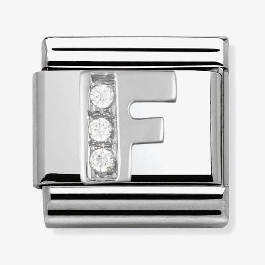 Composable Classic LETTER F stainless steel, Cubic zirconia and 925 silver