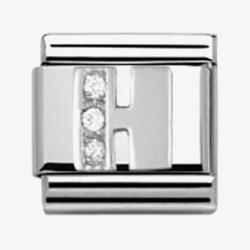 Composable Classic LETTER H stainless steel, Cubic zirconia and 925 silver