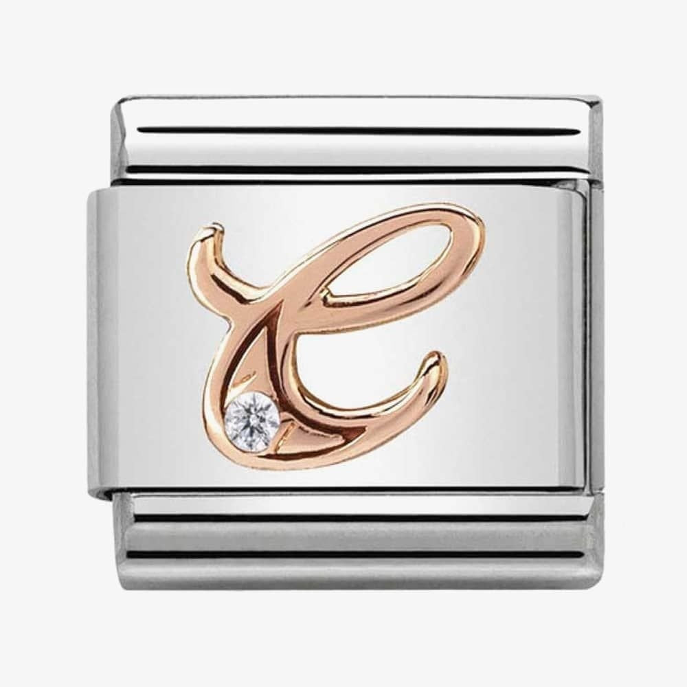 Composable Classic LETTER / INITAL C steel, zirconia and 9CT rose gold charm