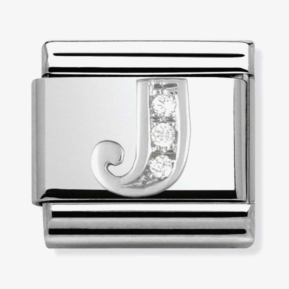 Composable Classic LETTER J stainless steel, Cubic zirconia and 925 silver