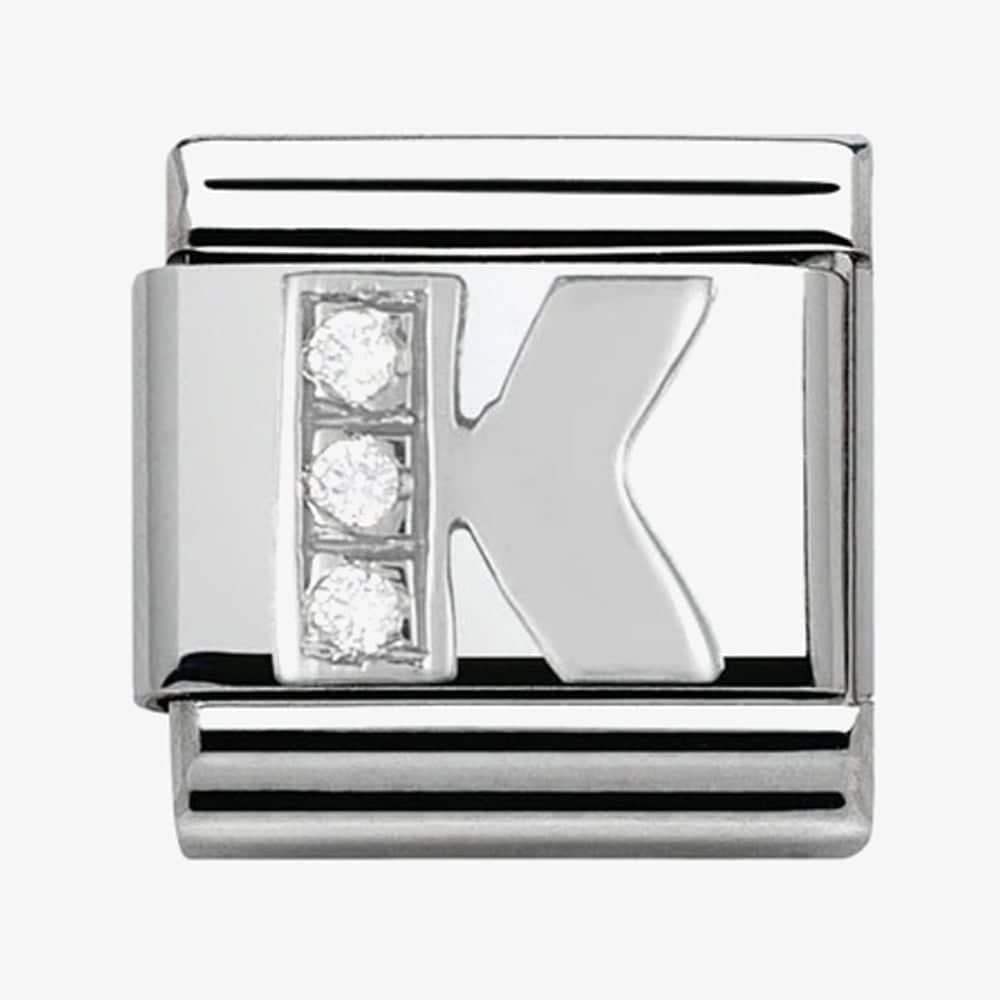 Composable Classic LETTER K stainless steel, Cubic zirconia and 925 silver