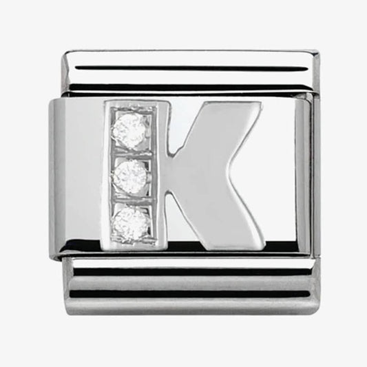 Composable Classic LETTER K stainless steel, Cubic zirconia and 925 silver
