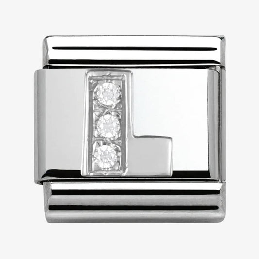 Composable Classic LETTER L stainless steel, Cubic zirconia and 925 silver