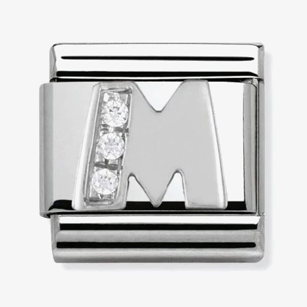 Composable Classic LETTER M stainless steel, Cubic zirconia and 925 silver