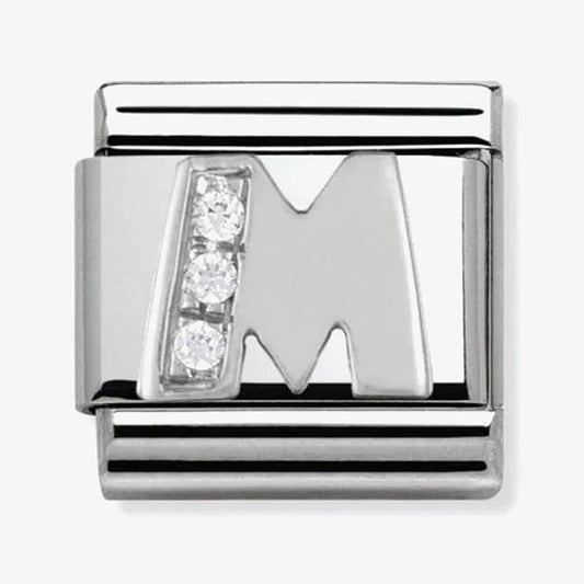 Composable Classic LETTER M stainless steel, Cubic zirconia and 925 silver