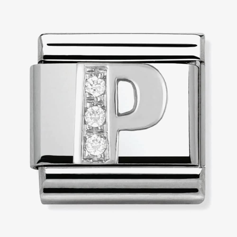 Composable Classic LETTER P stainless steel, Cubic zirconia and 925 silver