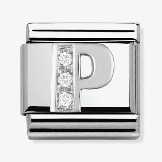 Composable Classic LETTER P stainless steel, Cubic zirconia and 925 silver