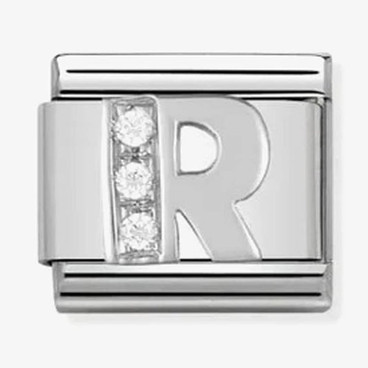 Composable Classic LETTER R stainless steel, Cubic zirconia and 925 silver