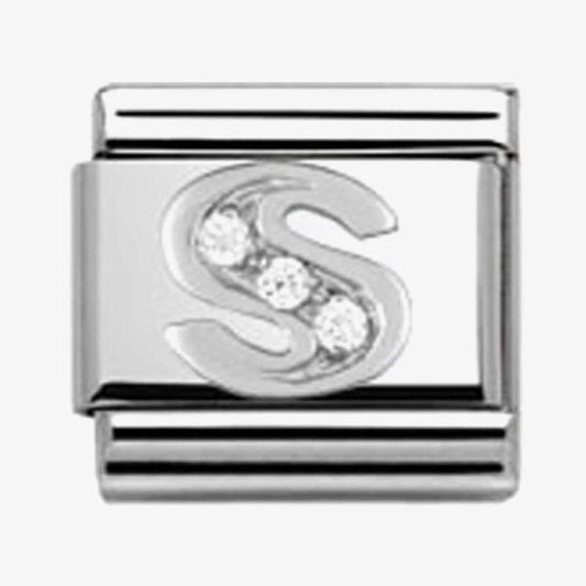 Composable Classic LETTER S stainless steel, Cubic zirconia and 925 silver
