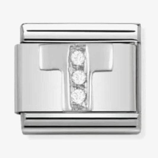 Composable Classic LETTER T stainless steel, Cubic zirconia and 925 silver