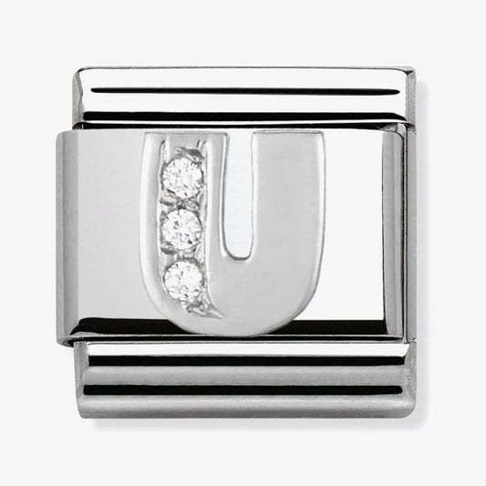 Composable Classic LETTER U stainless steel, Cubic zirconia and 925 silver
