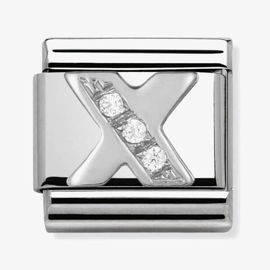 Composable Classic LETTER X stainless steel, Cubic zirconia and 925 silver