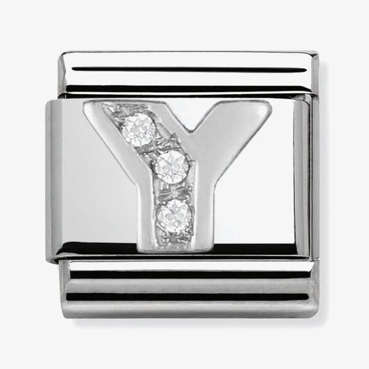 Composable Classic LETTER Y stainless steel, Cubic zirconia and 925 silver