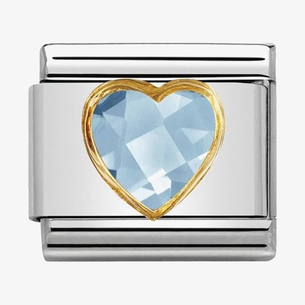 Composable Classic LIGHT BLUE HEART FACETED CZ in steel and 18ct gold