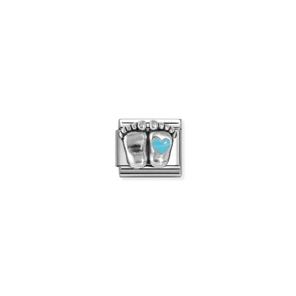 Composable Classic Link, Baby Feet, Light Blue Heart