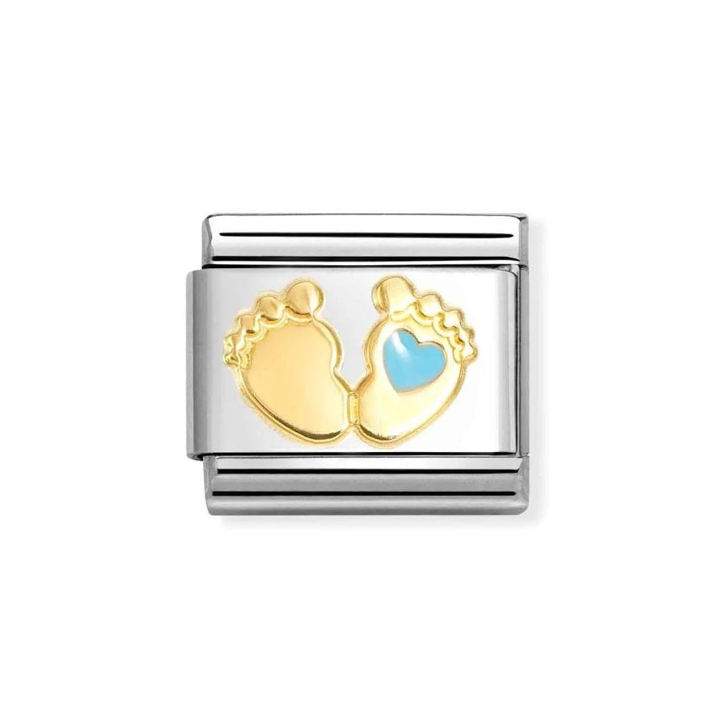 Composable Classic Link Baby Feet,Light Blue Heart Charm