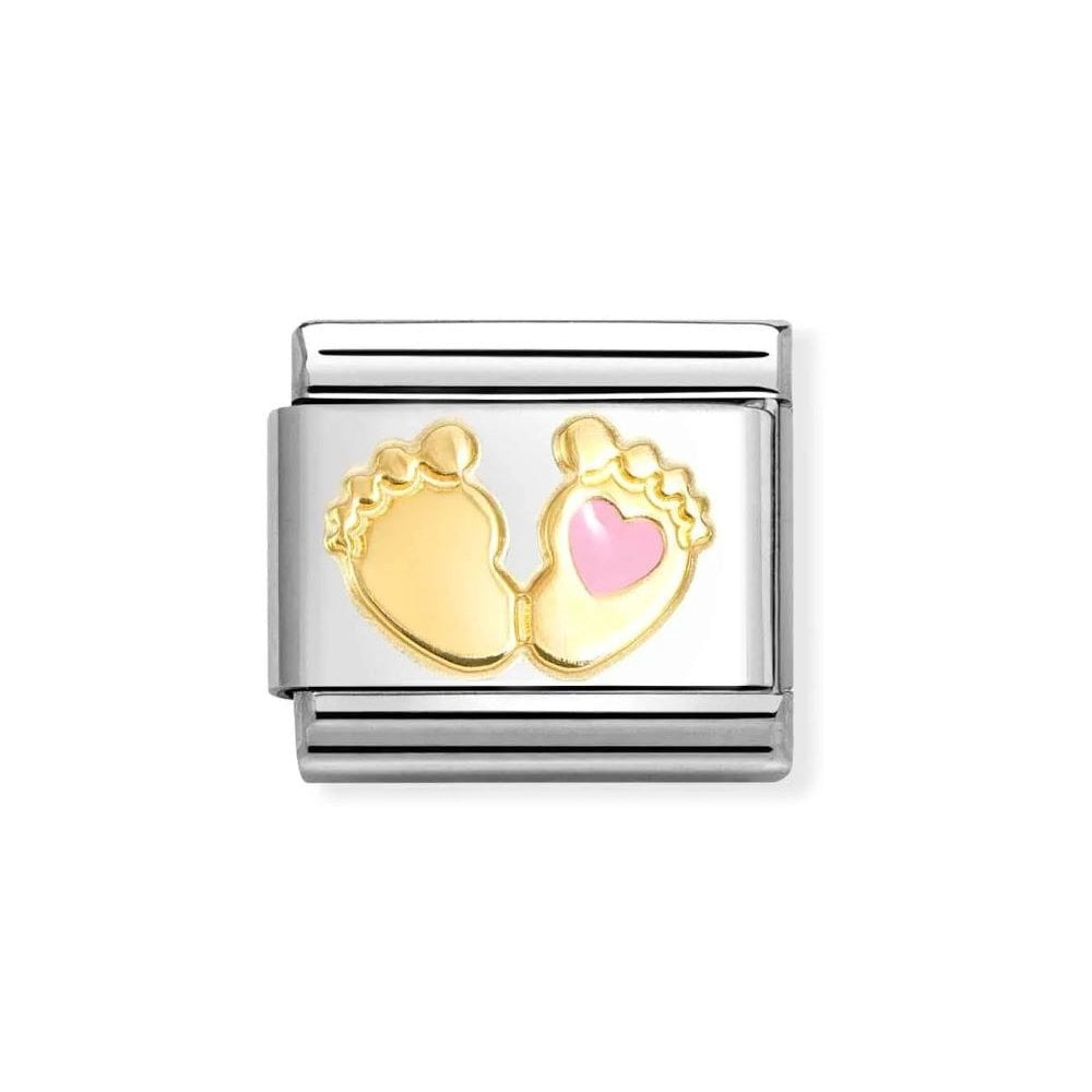 Composable Classic Link Baby Feet and Pink Heart Charm