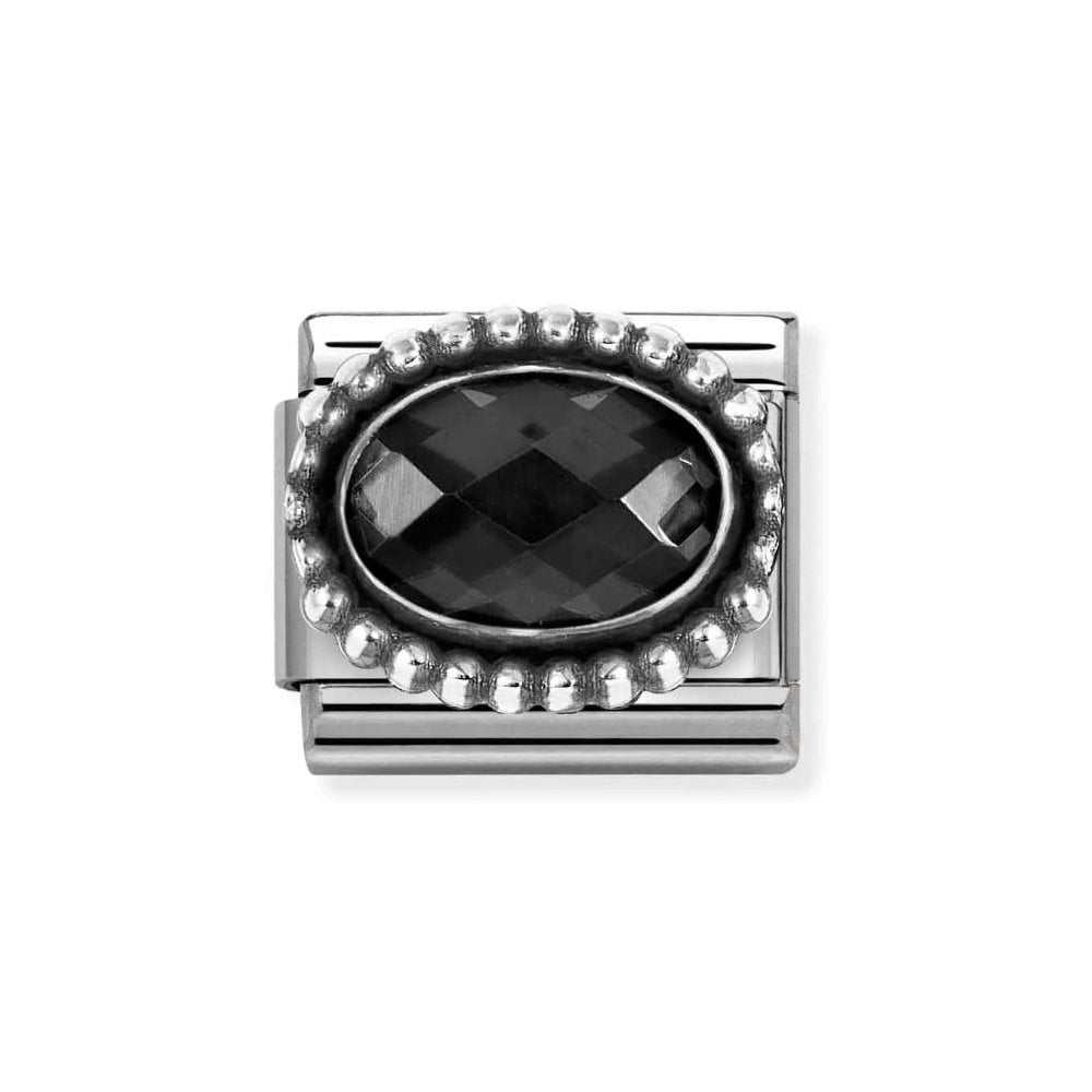 Composable Classic Link, Black CZ, Vintage Effect Charm
