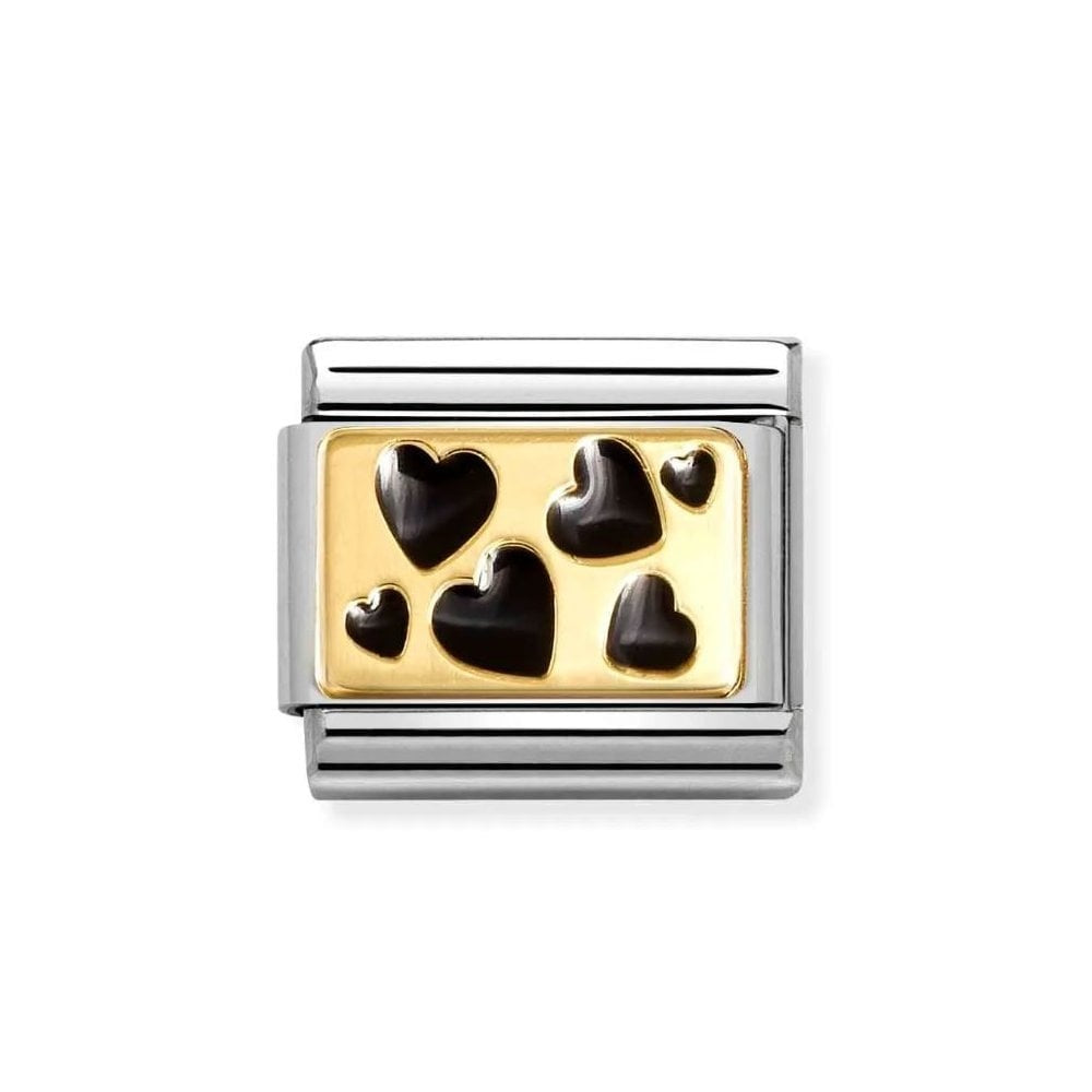 Composable Classic Link, Black Hearts Plaque Charm