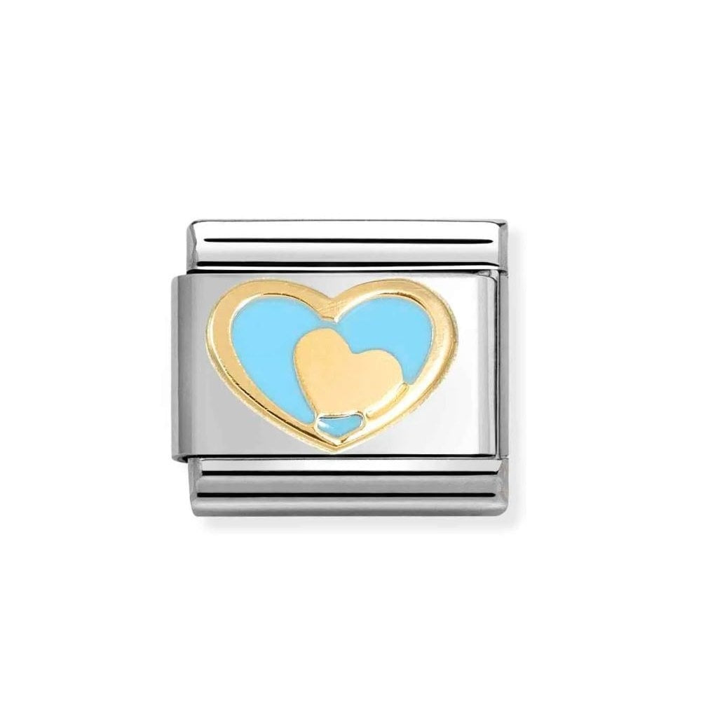 Composable Classic Link, Blue Heart-Gold Heart Charm