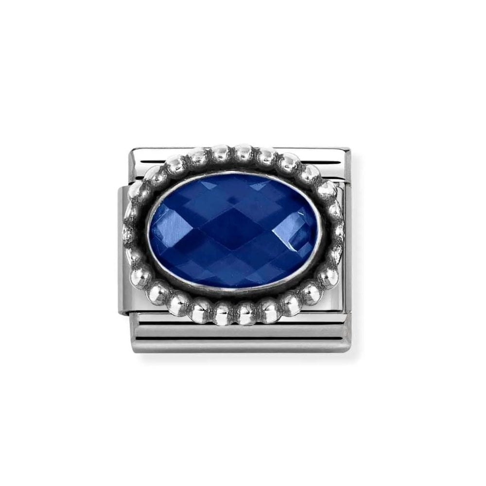 Composable Classic Link, Dark Blue CZ, Vintage Effect Charm