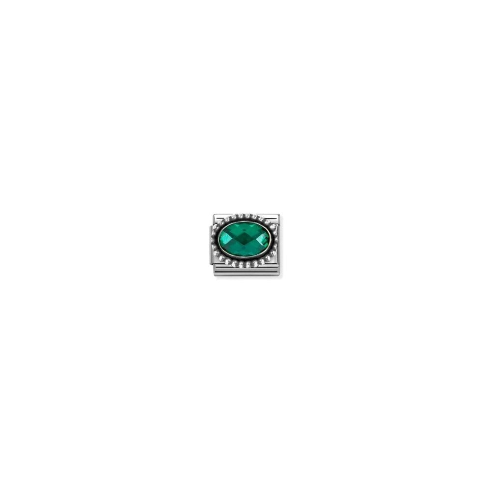 Composable Classic Link, Emerald Green CZ, Vintage Effect charm