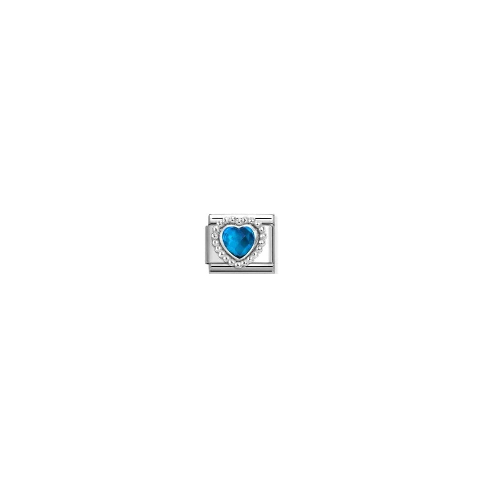  Composable Classic Link, Faceted Blue Heart,Beaded Charm