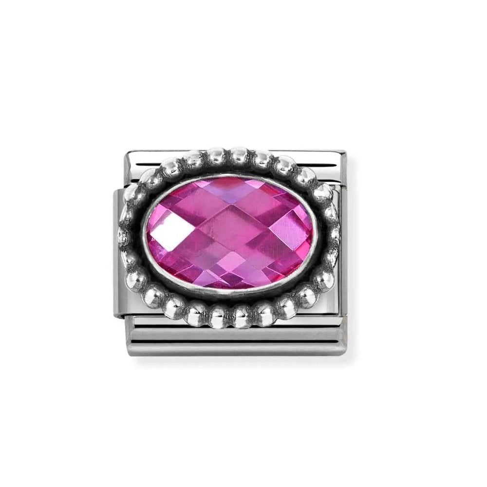 Composable Classic Link, Fuchsia CZ, Vintage Effect Charm