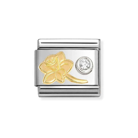 Composable Classic Link, Gold Daffodil & CZ set in silver Charm