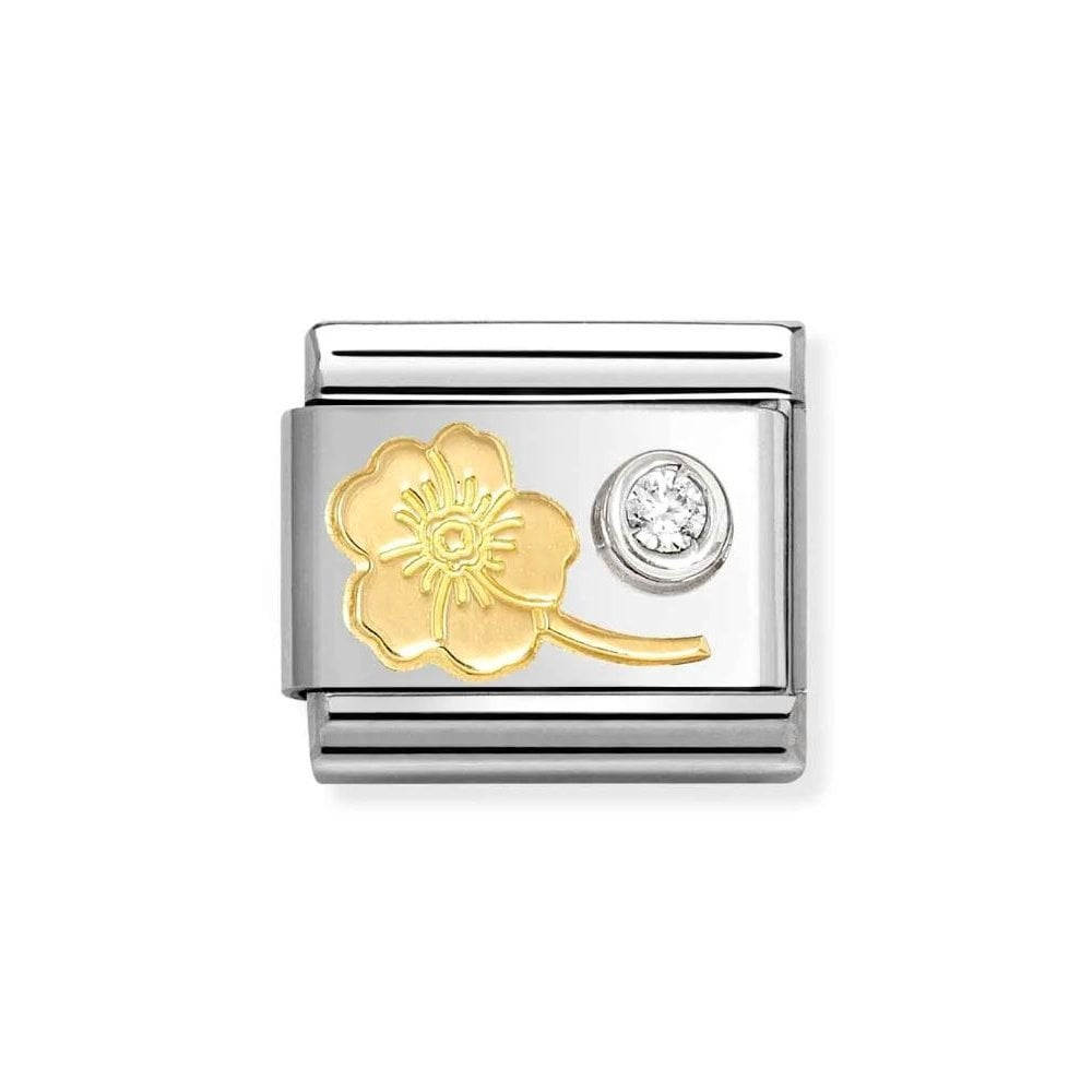 Composable Classic Link, Gold Forget-Me-Knot & CZ set in silver Charm