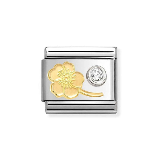 Composable Classic Link, Gold Forget-Me-Knot & CZ set in silver Charm