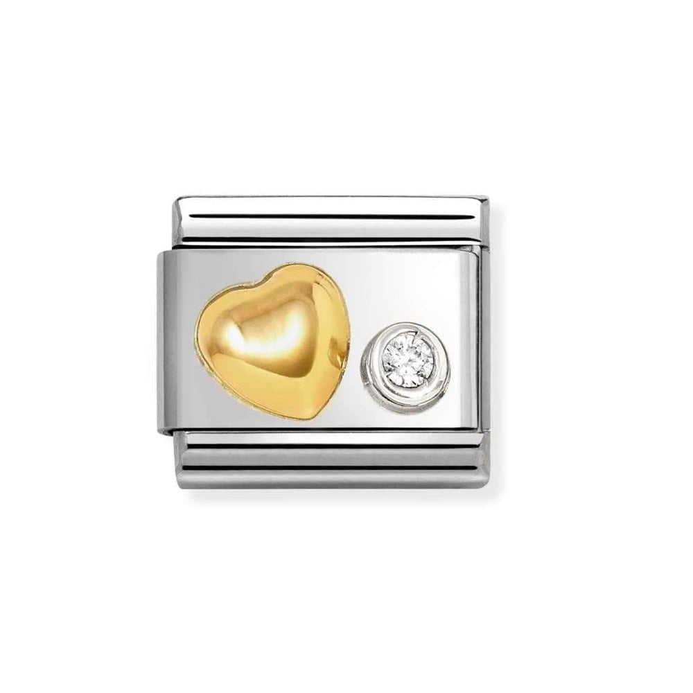 Composable Classic Link, Gold Heart, CZ set in silver Charm