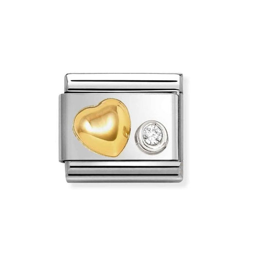 Composable Classic Link, Gold Heart, CZ set in silver Charm