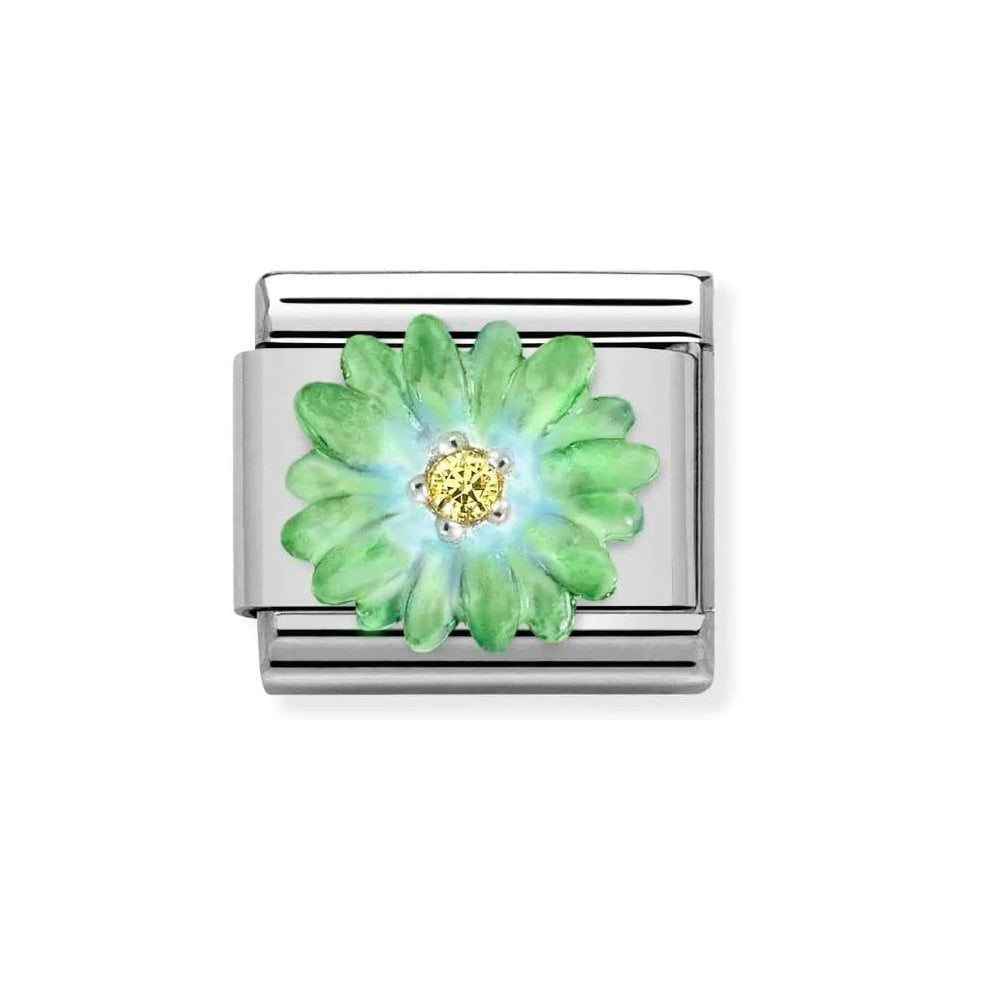 Composable Classic Link, Green & Blue Flower Charm