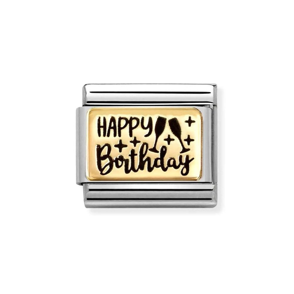 Composable Classic Link, HAPPY BIRTHDAY yellow gold Charm