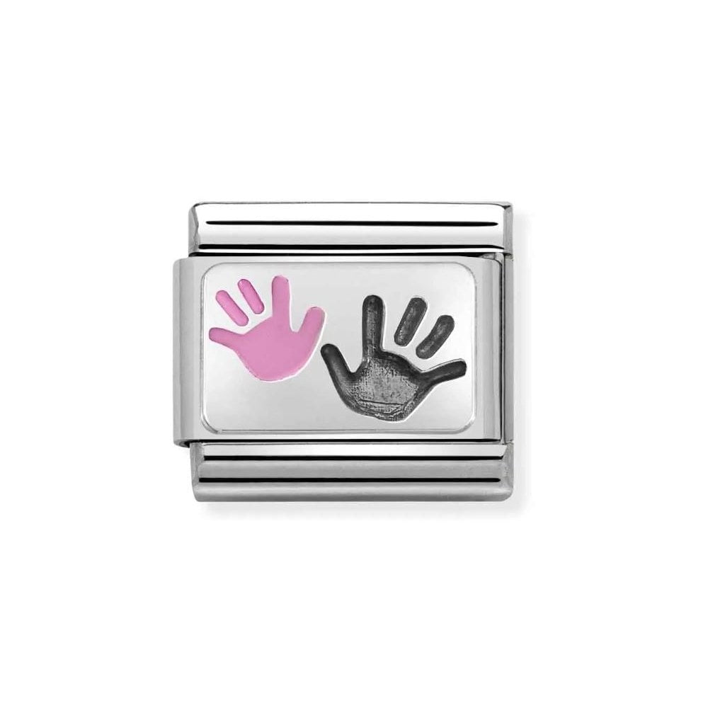 Composable Classic Link Hands Parent Child Pink Charm