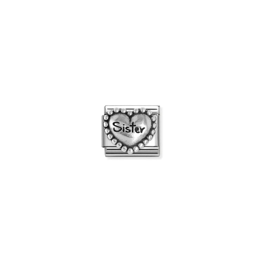 Composable Classic Link, Heart SISTER, vintage look Charm