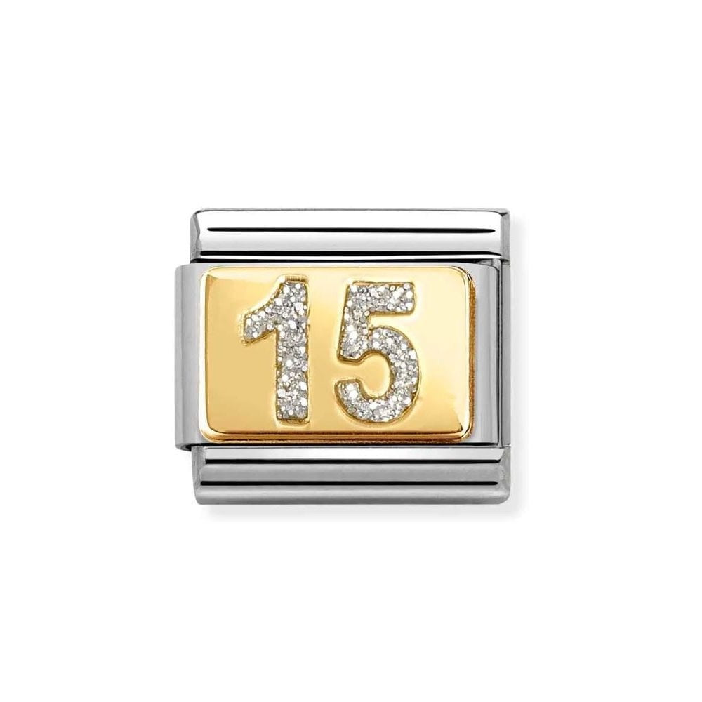 Composable Classic Link, Number 15 with Glitter Charm