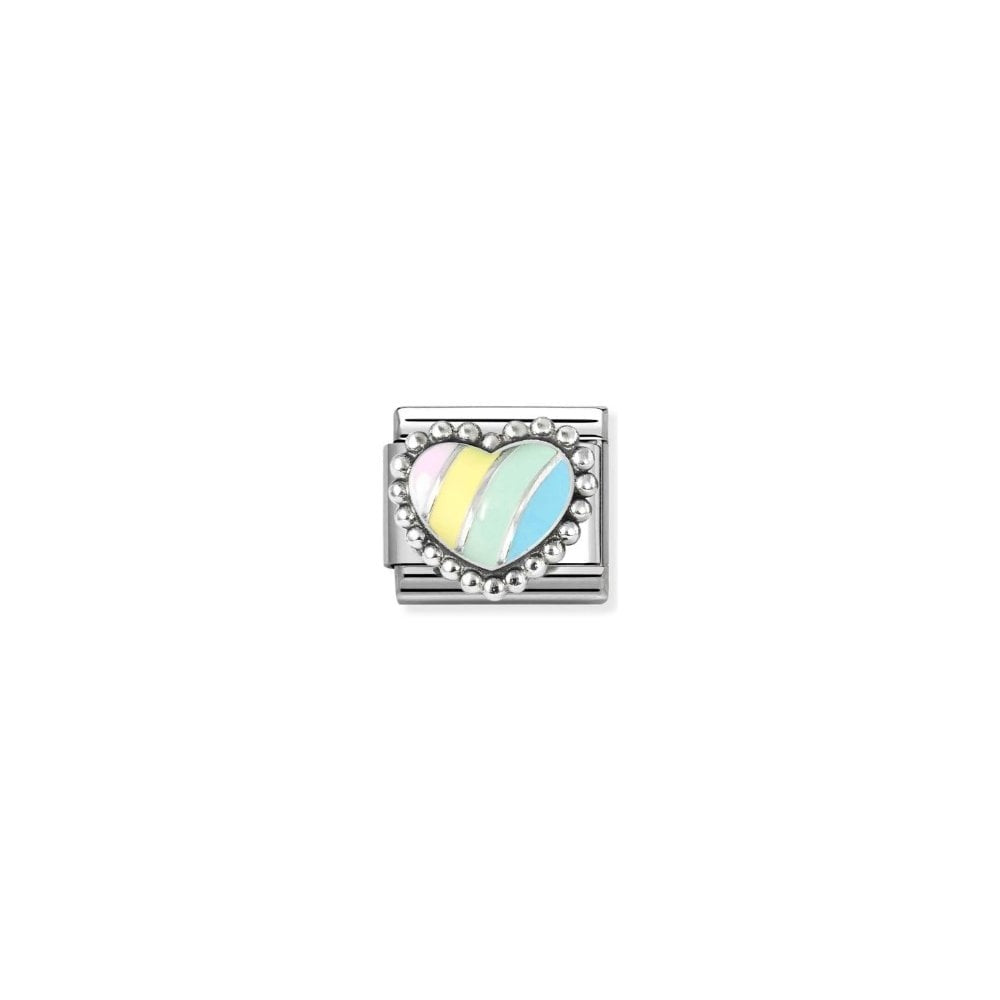 Composable Classic Link, Pastel Stripe Heart, beaded setting