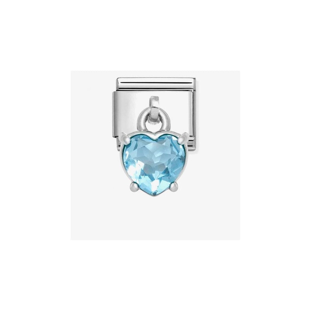 Composable Classic Link, Pendant Heart Cut Stone, Light Blue Charm