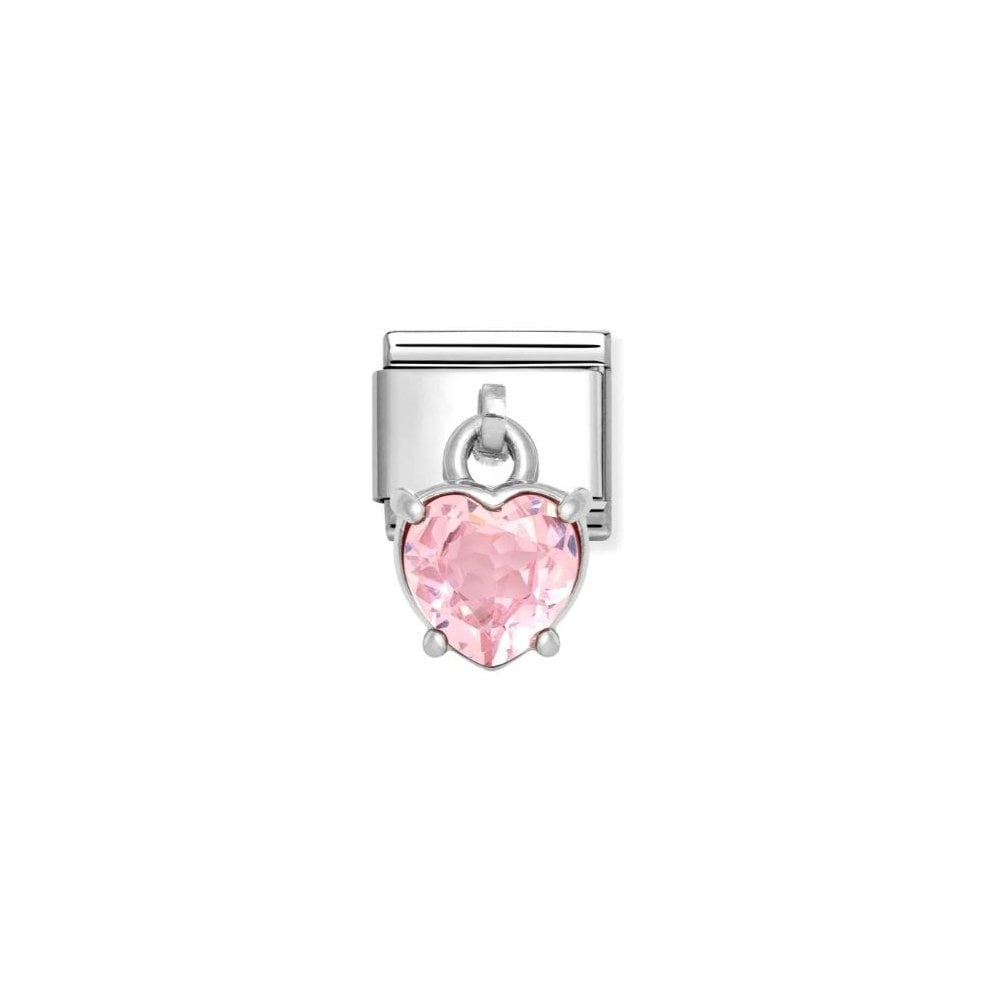 Composable Classic Link, Pendant Heart Cut Stone, Pink Charm