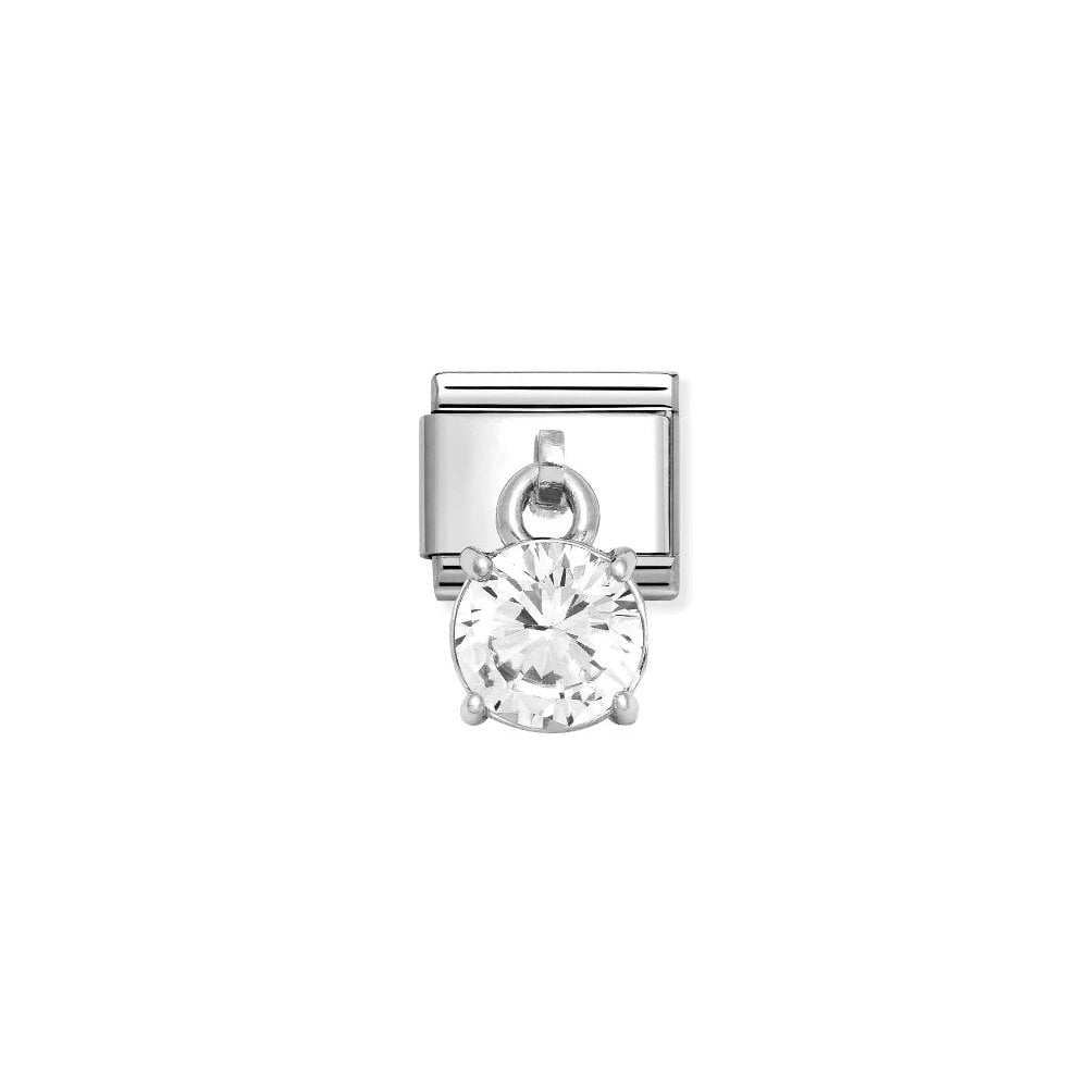 Composable Classic Link, Pendant Round Brilliant Cut Stone, White Charm