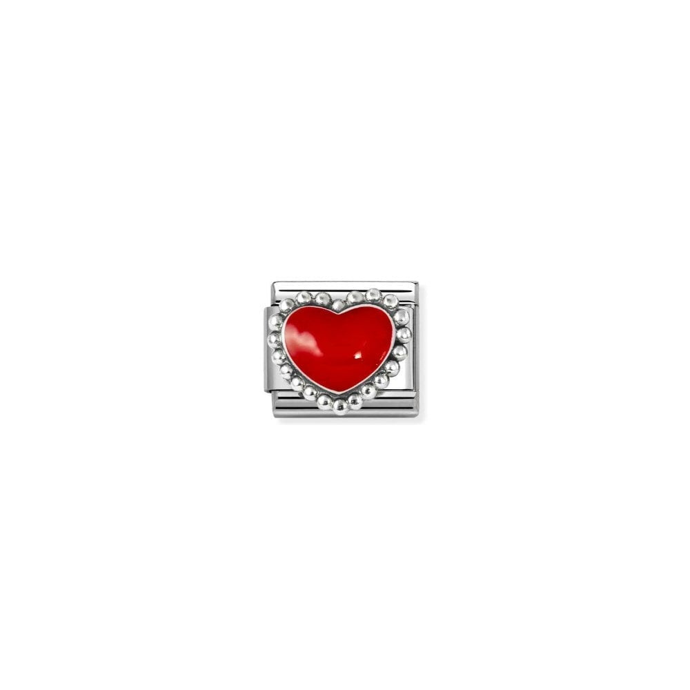 Composable Classic Link, Red Heart, beaded setting charm