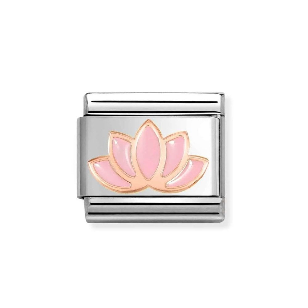 Composable Classic Link, Rosegold Pink Lotus Flower Charm