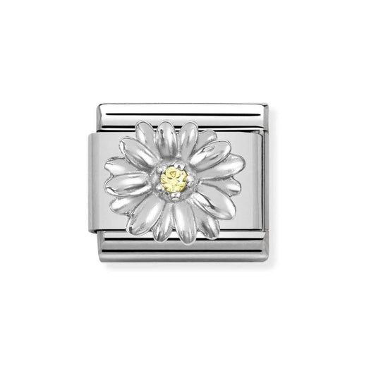 Composable Classic Link, Silver Daisy, Yellow CZ Charm