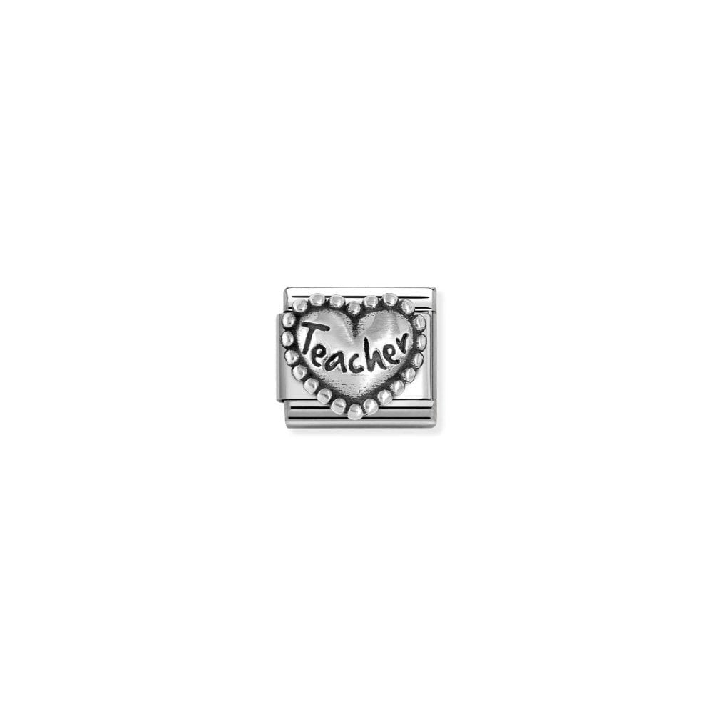 Composable Classic Link, TEACHER Heart, beaded setting Charm